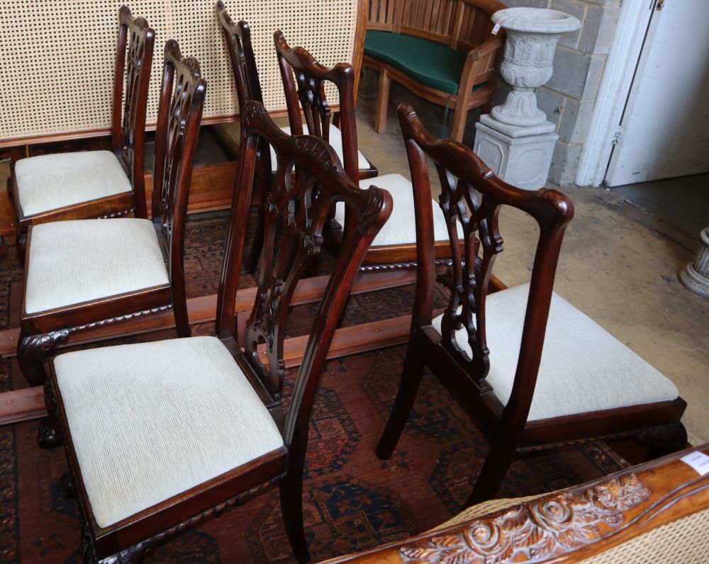 A set of six Chippendale revival mahogany dining chairs